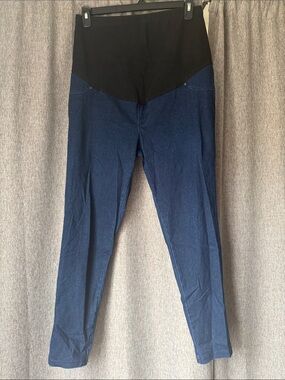 Time and Tru Black Maternity Waistband Blue Denim-Look Jeggings